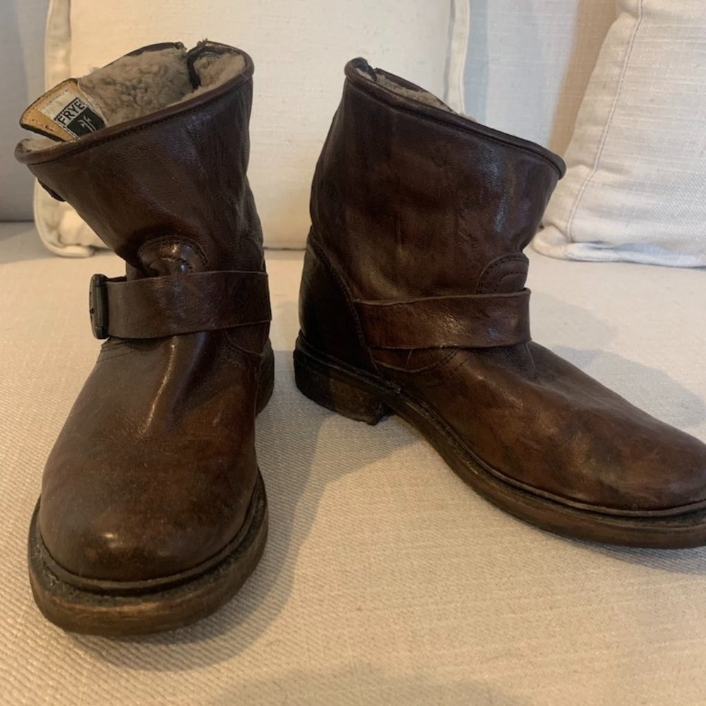Frye - Veronica Brown Fur-Lined Boots - 6.5